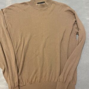 Baracuta Men's Tan Sweater silk and cotton Mockneck pullover